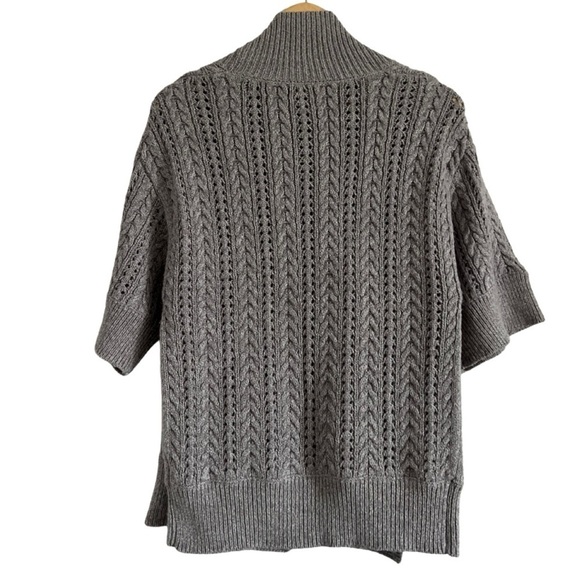 Splendid Women’s Grey Cable Knit Wool Blend Short Sleeve Cardigan Small - Picture 3 of 3